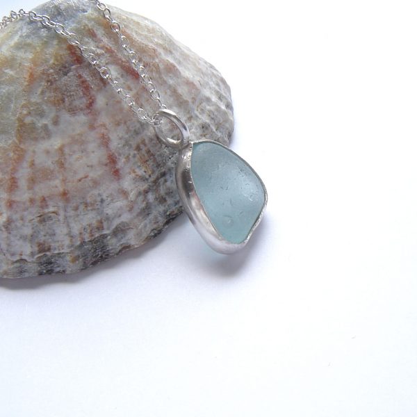 Aqua Blue Sea Glass Pendant