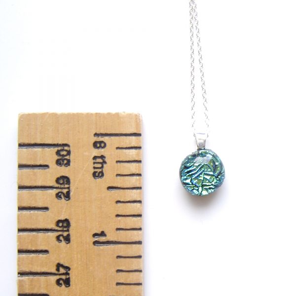 Small round blue green dichroic pendant