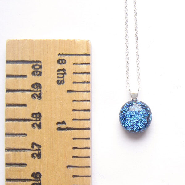 Blue Crinkled Dichroic Fused Glass Pendant
