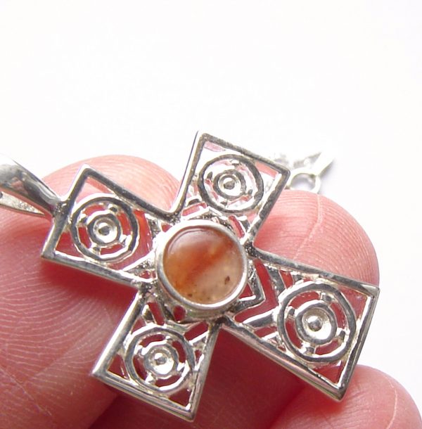 Natural Agate Sterling Silver Cross