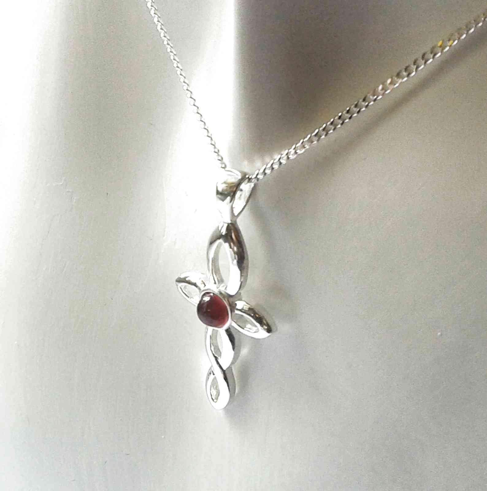 Sterling Silver and Garnet Pendant Celtic Style