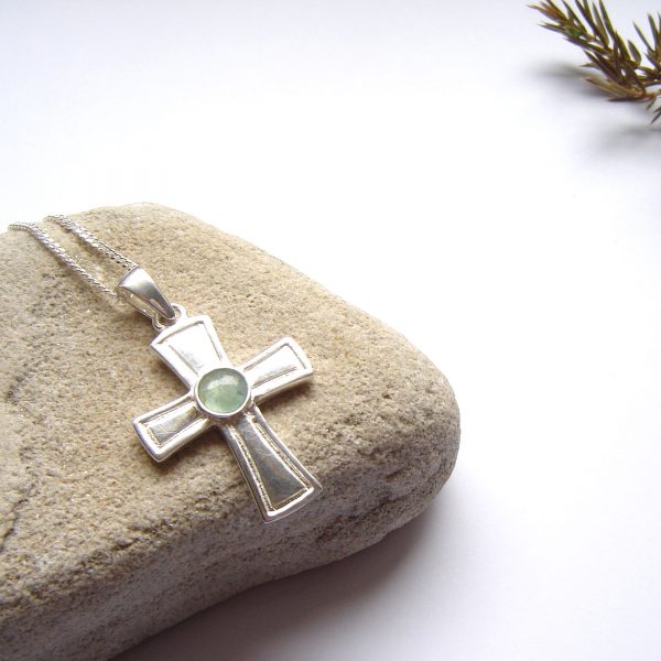 Green Gemstone Cross Pendant