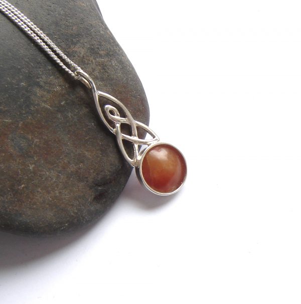 Celtic pendant handcrafted in natural British carnelian