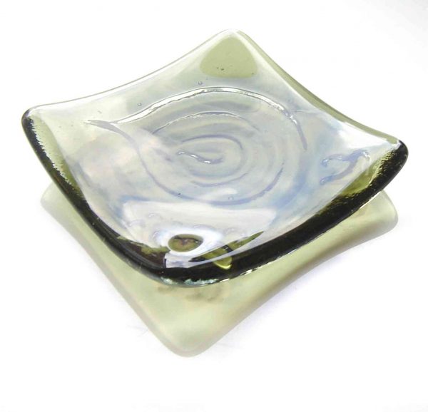 Cup & Ring Marks Olive Fused Glass Dish