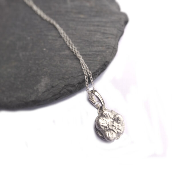 Forget-me-not silver necklace. Small handmade wildflower pendant.