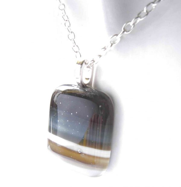 Banded Agate Effect Fused Glass Pendant
