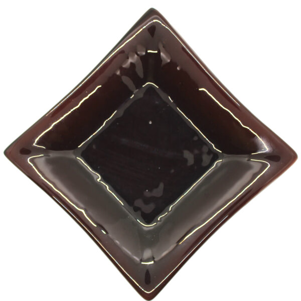 Hartley Wood Cranberry Glass Square Dish. A dark cranberry fused glass dish made using vintage Sunderland glass. Handmade in Britain.