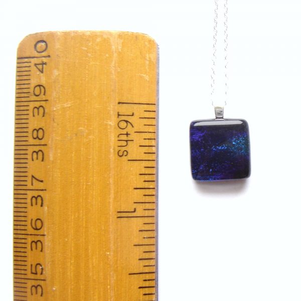 Northern Lights Fused Glass Pendant; iridescent blues necklace