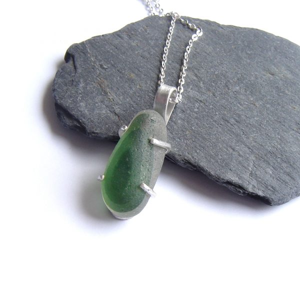 Handmade 'End of Day' Seaglass Silver Necklace