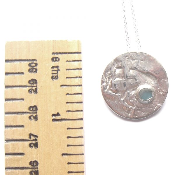 Sandy Beach Turquoise Sea Glass Silver Pendant. Unisex seaglass necklace.