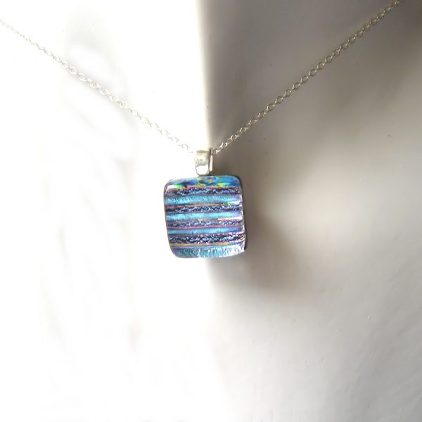 Textured Fused Glass Pendant Necklace in rainbow colours
