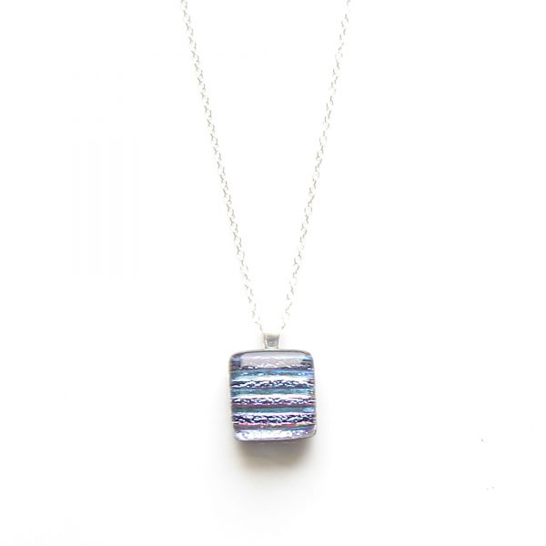 Textured Fused Glass Pendant Necklace in rainbow colours