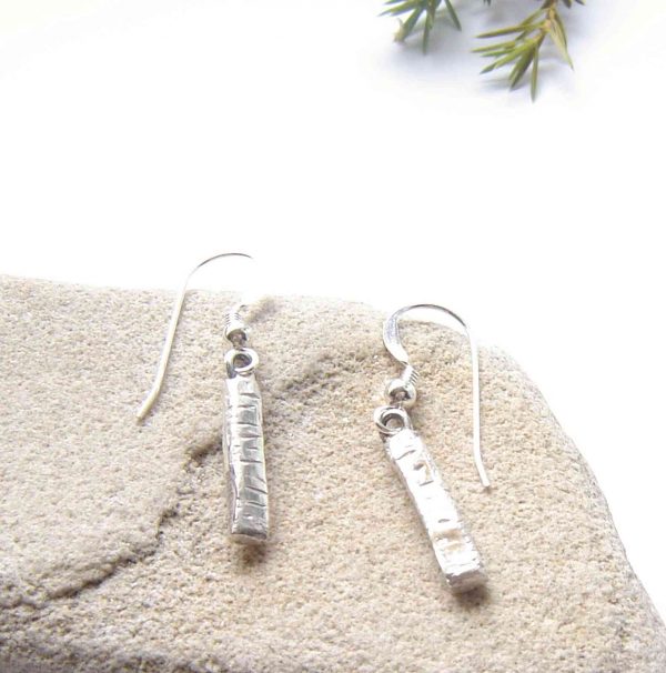 Sterling Silver Long Rustic Earrings by Northumbria Gems