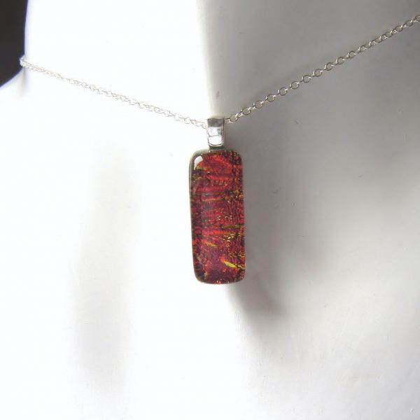Small Orange Dichroic Fused Glass Necklace