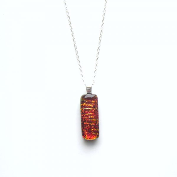 Small Orange Dichroic Fused Glass Necklace