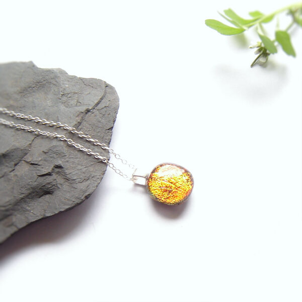 Sunburst Orange Small Fused Glass Necklace