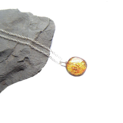 Sunburst Orange Small Fused Glass Necklace