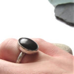 Whitby Jet Men's Hammered Silver Ring