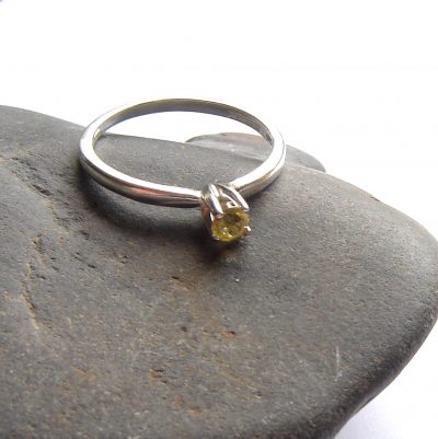 Yellow Sapphire Silver Engagement or Dress Ring