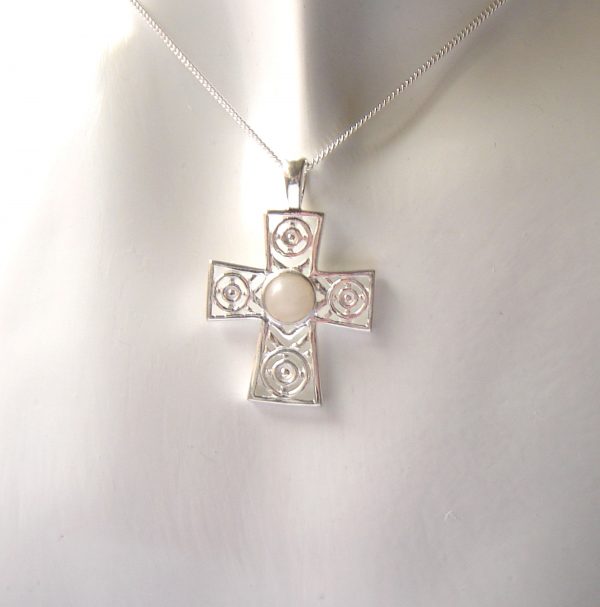 Handcrafted Natural White Gemstone Cross