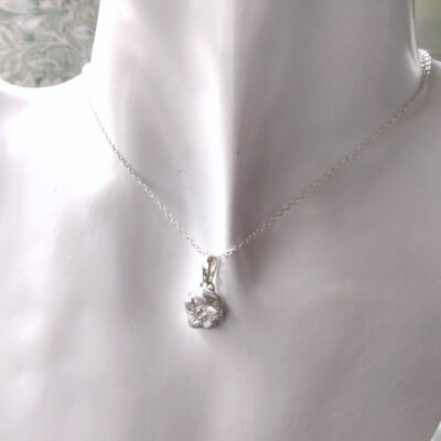 Forget-me-not silver necklace. Small handmade wildflower pendant.