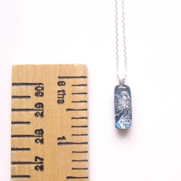 Iced Blue Textured Narrow Fused Glass Pendant