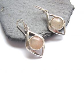 Natural Gemstone Jewellery: showing British carnelian earrings in sterling silver