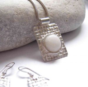 Natural British Quartz Textured Silver Pendant handmade with natural, untreated white quartz, which I have collected in the Northumbria region, England (UK), and silverwork.
