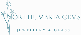 Northumbria Gems silver jewellery in natural gemstone jewellery & dichroic fused glass. Logo showing umbellifer flower.