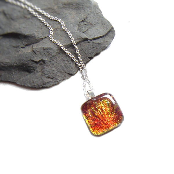 Sunburst Orange Fused Glass Pendant