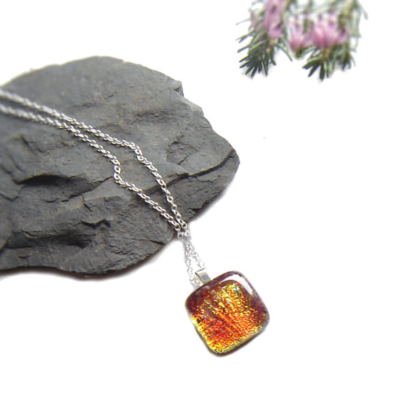 Sunburst Orange Fused Glass Pendant